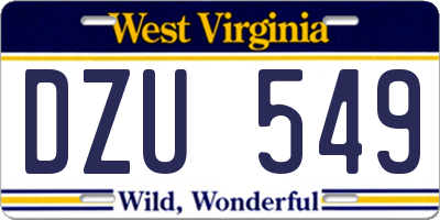 WV license plate DZU549