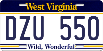 WV license plate DZU550