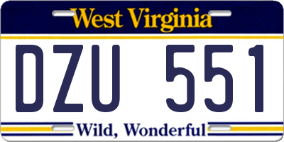 WV license plate DZU551