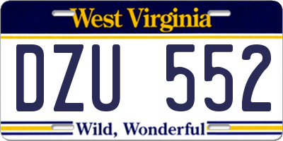 WV license plate DZU552