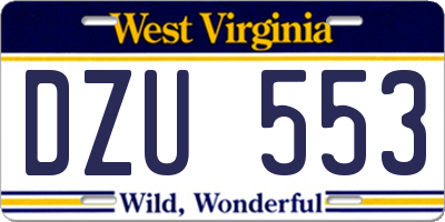 WV license plate DZU553