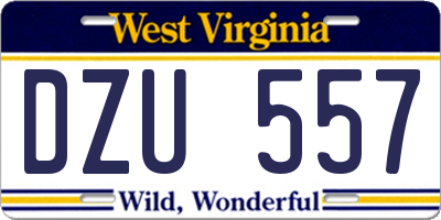 WV license plate DZU557