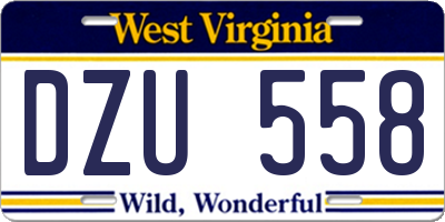 WV license plate DZU558