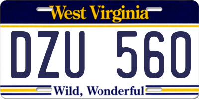 WV license plate DZU560