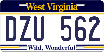 WV license plate DZU562