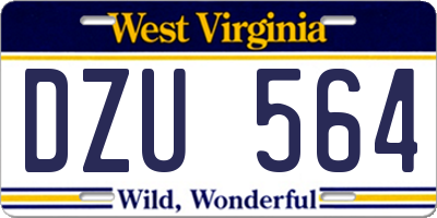 WV license plate DZU564