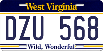 WV license plate DZU568