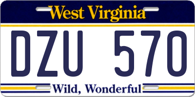 WV license plate DZU570