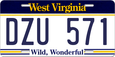 WV license plate DZU571