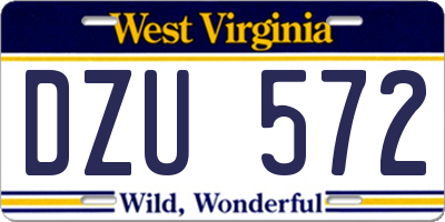 WV license plate DZU572