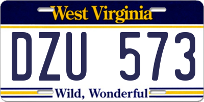 WV license plate DZU573