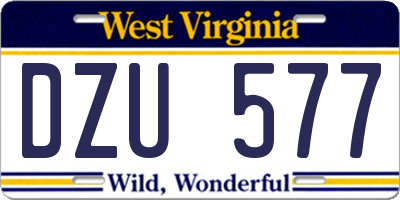 WV license plate DZU577