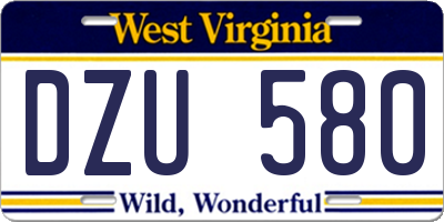 WV license plate DZU580