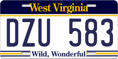 WV license plate DZU583