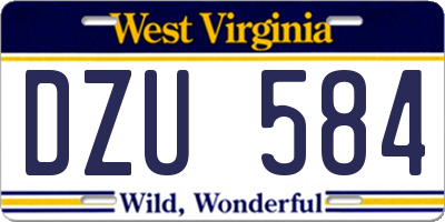 WV license plate DZU584