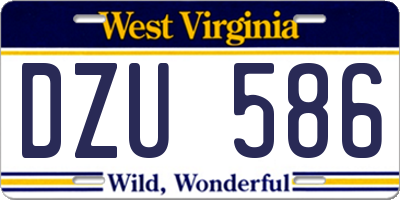 WV license plate DZU586