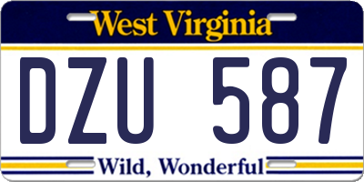 WV license plate DZU587