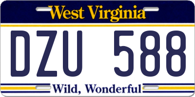 WV license plate DZU588