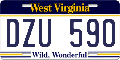 WV license plate DZU590