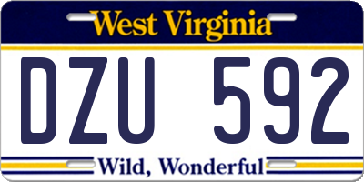 WV license plate DZU592