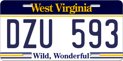 WV license plate DZU593