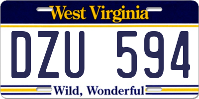 WV license plate DZU594