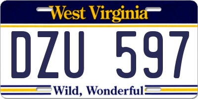 WV license plate DZU597