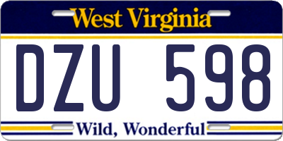 WV license plate DZU598