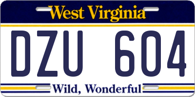 WV license plate DZU604