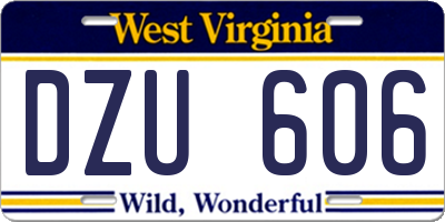 WV license plate DZU606