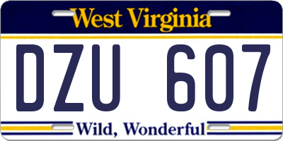 WV license plate DZU607