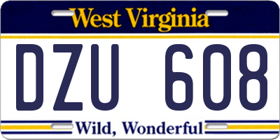 WV license plate DZU608