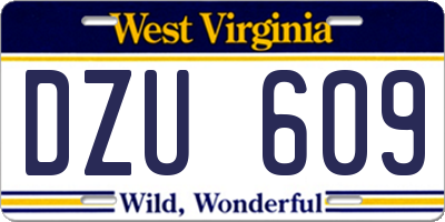 WV license plate DZU609