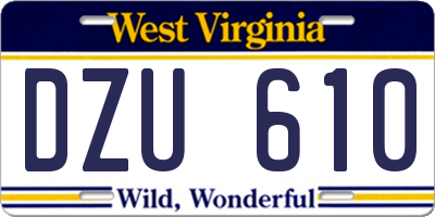 WV license plate DZU610