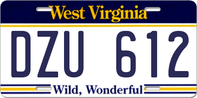 WV license plate DZU612