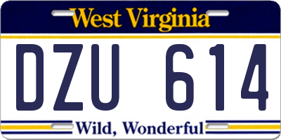 WV license plate DZU614