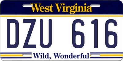 WV license plate DZU616