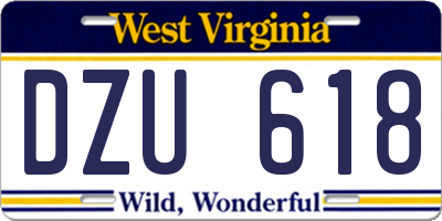 WV license plate DZU618