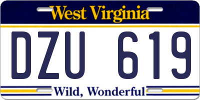 WV license plate DZU619