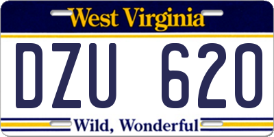 WV license plate DZU620