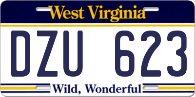 WV license plate DZU623