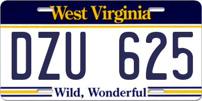 WV license plate DZU625