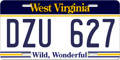 WV license plate DZU627