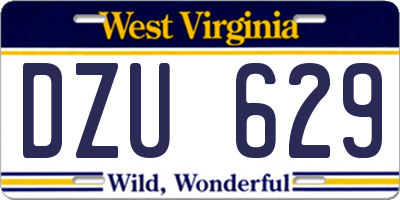 WV license plate DZU629