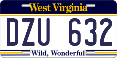 WV license plate DZU632