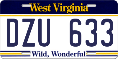 WV license plate DZU633