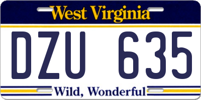 WV license plate DZU635