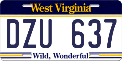 WV license plate DZU637