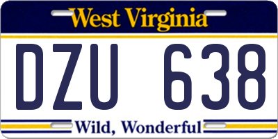 WV license plate DZU638