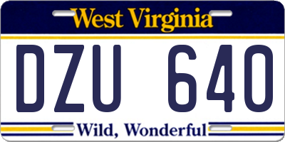 WV license plate DZU640